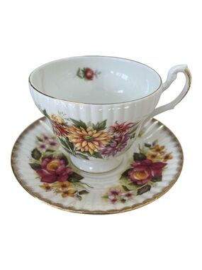 Mismatched Vintage Floral Rose Teacup and Saucer Royal Dover Royal Tara China